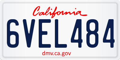 CA license plate 6VEL484