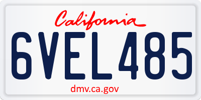 CA license plate 6VEL485