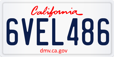 CA license plate 6VEL486