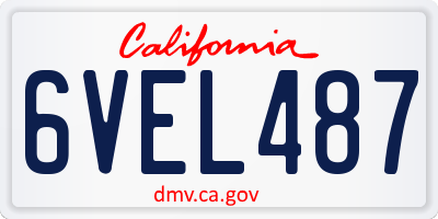 CA license plate 6VEL487