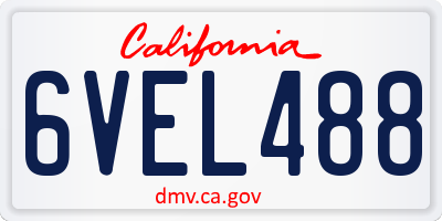 CA license plate 6VEL488