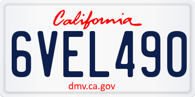 CA license plate 6VEL490