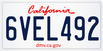 CA license plate 6VEL492