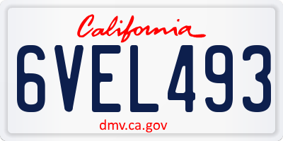 CA license plate 6VEL493
