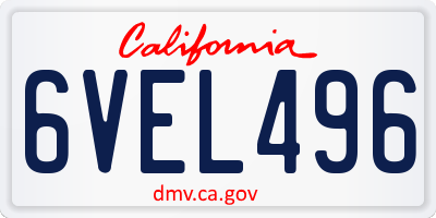CA license plate 6VEL496