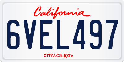 CA license plate 6VEL497