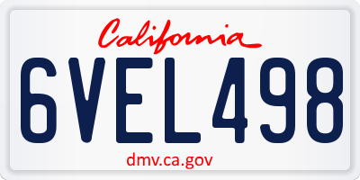 CA license plate 6VEL498