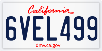 CA license plate 6VEL499