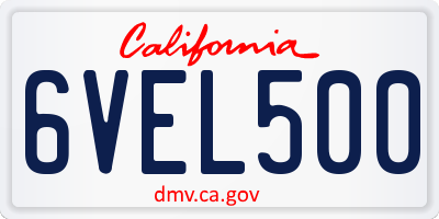 CA license plate 6VEL500