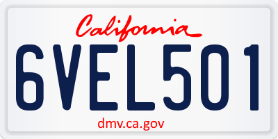 CA license plate 6VEL501