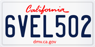 CA license plate 6VEL502