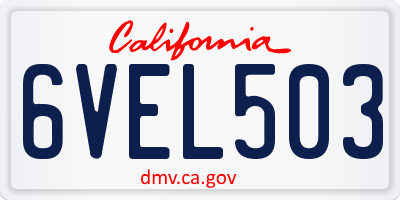 CA license plate 6VEL503