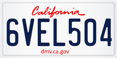 CA license plate 6VEL504