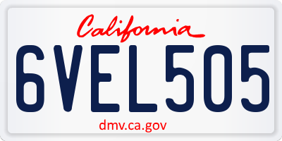 CA license plate 6VEL505