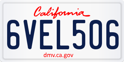 CA license plate 6VEL506