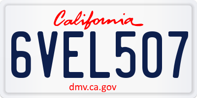 CA license plate 6VEL507