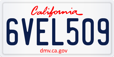 CA license plate 6VEL509