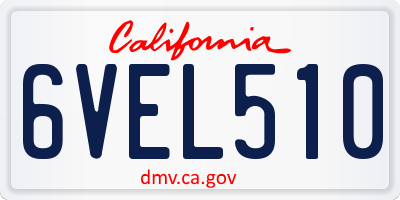 CA license plate 6VEL510