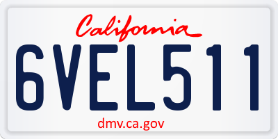CA license plate 6VEL511