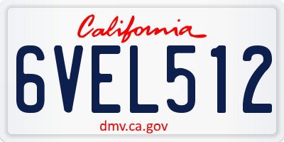 CA license plate 6VEL512