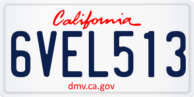 CA license plate 6VEL513