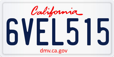 CA license plate 6VEL515