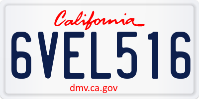 CA license plate 6VEL516