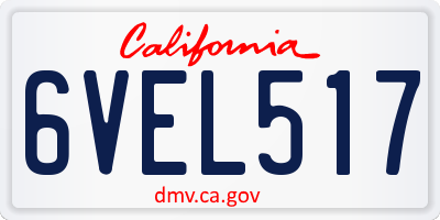 CA license plate 6VEL517