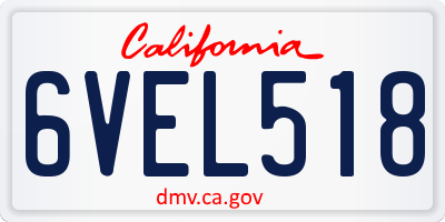 CA license plate 6VEL518