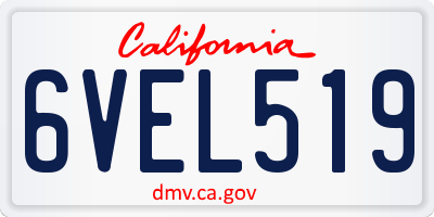 CA license plate 6VEL519