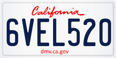 CA license plate 6VEL520