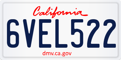 CA license plate 6VEL522