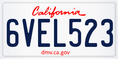 CA license plate 6VEL523