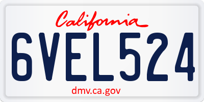 CA license plate 6VEL524
