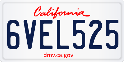 CA license plate 6VEL525