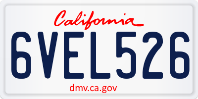 CA license plate 6VEL526