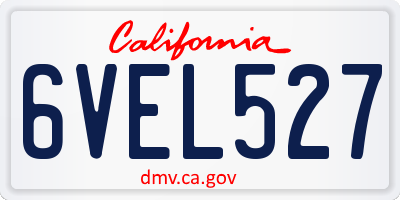 CA license plate 6VEL527