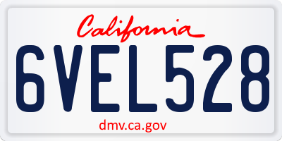 CA license plate 6VEL528