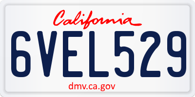 CA license plate 6VEL529