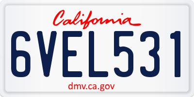 CA license plate 6VEL531