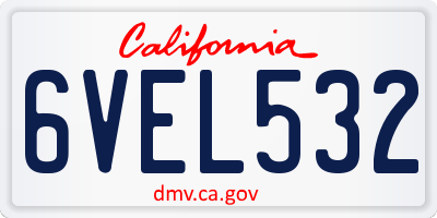 CA license plate 6VEL532