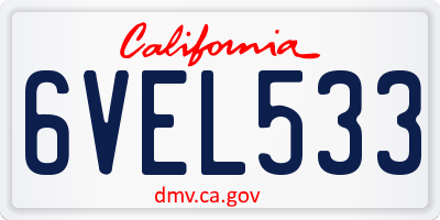 CA license plate 6VEL533