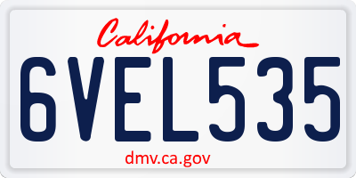 CA license plate 6VEL535
