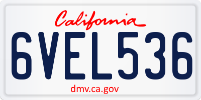 CA license plate 6VEL536