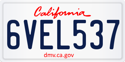 CA license plate 6VEL537