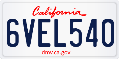 CA license plate 6VEL540
