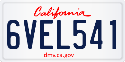 CA license plate 6VEL541