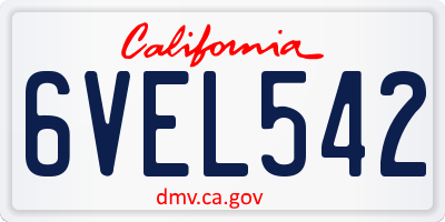 CA license plate 6VEL542