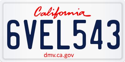 CA license plate 6VEL543