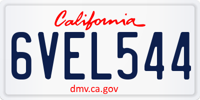 CA license plate 6VEL544